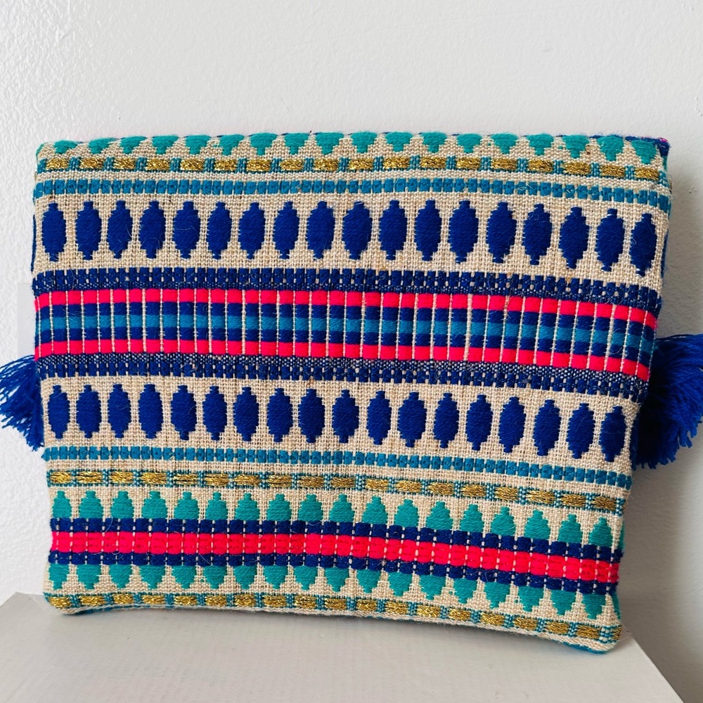 NWT Mudpie Multicolor Boho Tassel Clutch Purse Bag - Picture 2 of 5